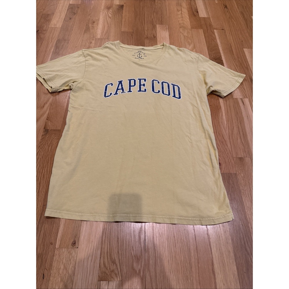 Mens‎ Cuffy's Yellow  Short Sleeve Crew T-shirt Cape Cod Size L Ocean Wash